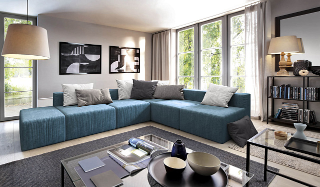 Синий диван в интерьере-19, Диван Драм